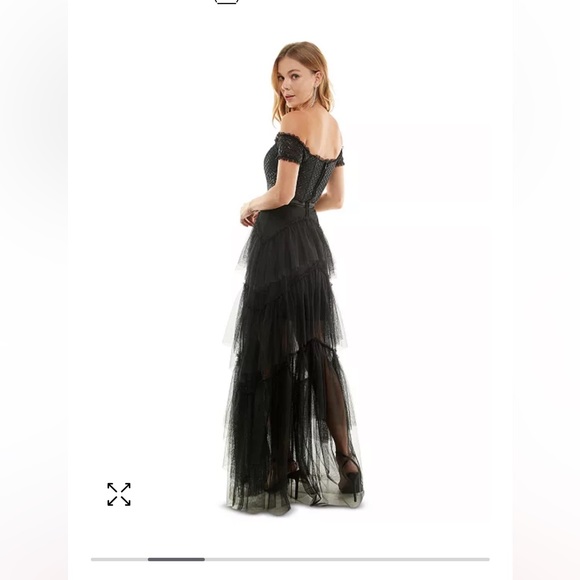 BLACK- Gown/Dress-Off-The-Shoulder Flare - Corset - Picture 2 of 3